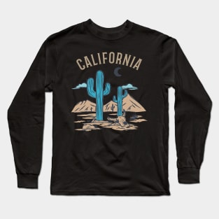 California State, Cactus Desert, Clouds and Moon Long Sleeve T-Shirt